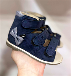 Aurelka høj sandal, navy m/sløjfe - sandal med ekstra støtte