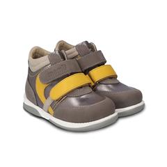 Memo Gabi sneakers, platin-grå/gul - velcrosko med ekstra støtte 