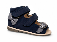 Aurelka sandal, navy/sølv m/sløjfe og 1 spænderem - sandal med ekstra støtte