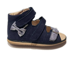 Aurelka sandal, dark navy/sølv m/sløjfe og 1 spænderem - sandal med ekstra støtte