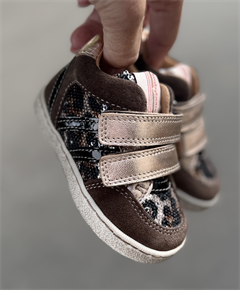BabyBotte Alberta velcro sko, brun/guld