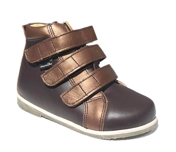 Aurelka velcrosko, brun/bronze  - sko med ekstra støtte