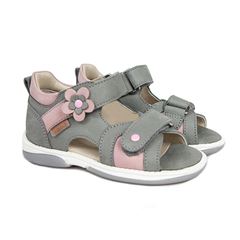 Memo Kristina sandal, grå/pink - sandal med ekstra støtte