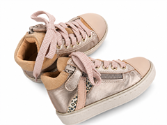 Le Loup Blanc Kroisette snøresko m/lynlås, guld/leo/rosa