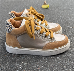 Le Loup Blanc Laminato pigesko m/lynlås, guld/cognac/glimmer/leo