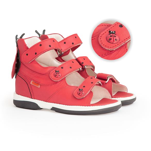 Memo sandal Mariehøne, rød - sandaler med ekstra støtte 