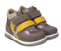 Memo Gabi sneakers, platin-grå/gul - velcrosko med ekstra støtte 