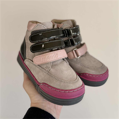 Memo Chicago velcrosko, grå/pink (pink sål) - med ekstra støtte