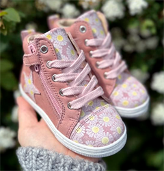 Arauto Rap vandtæt snøresko m. lynlås, rosa m/blomster