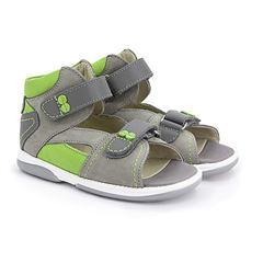 Memo Monaco, grå/grøn - sandal med ekstra støtte