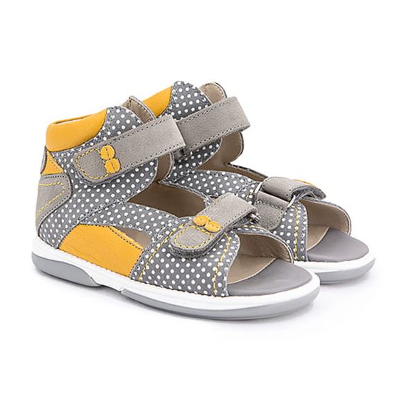 Memo Monaco, grå/gul - sandal med ekstra støtte